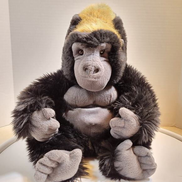 Gorilla Plush Stuffed Animal Toy 16" Black Gray Chest Gold Hair Keel Toys Monkey - Picture 16 of 16